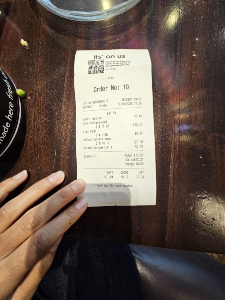 Ticket comida para cinco personas en Itsu.